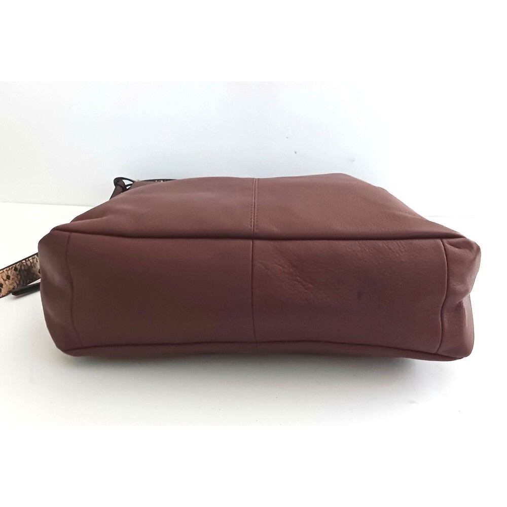 VC Vince Camuto Corin Lg Hobo Bag Bordeaux Brown Leather Snake Print Top Strap - Picture 9 of 14